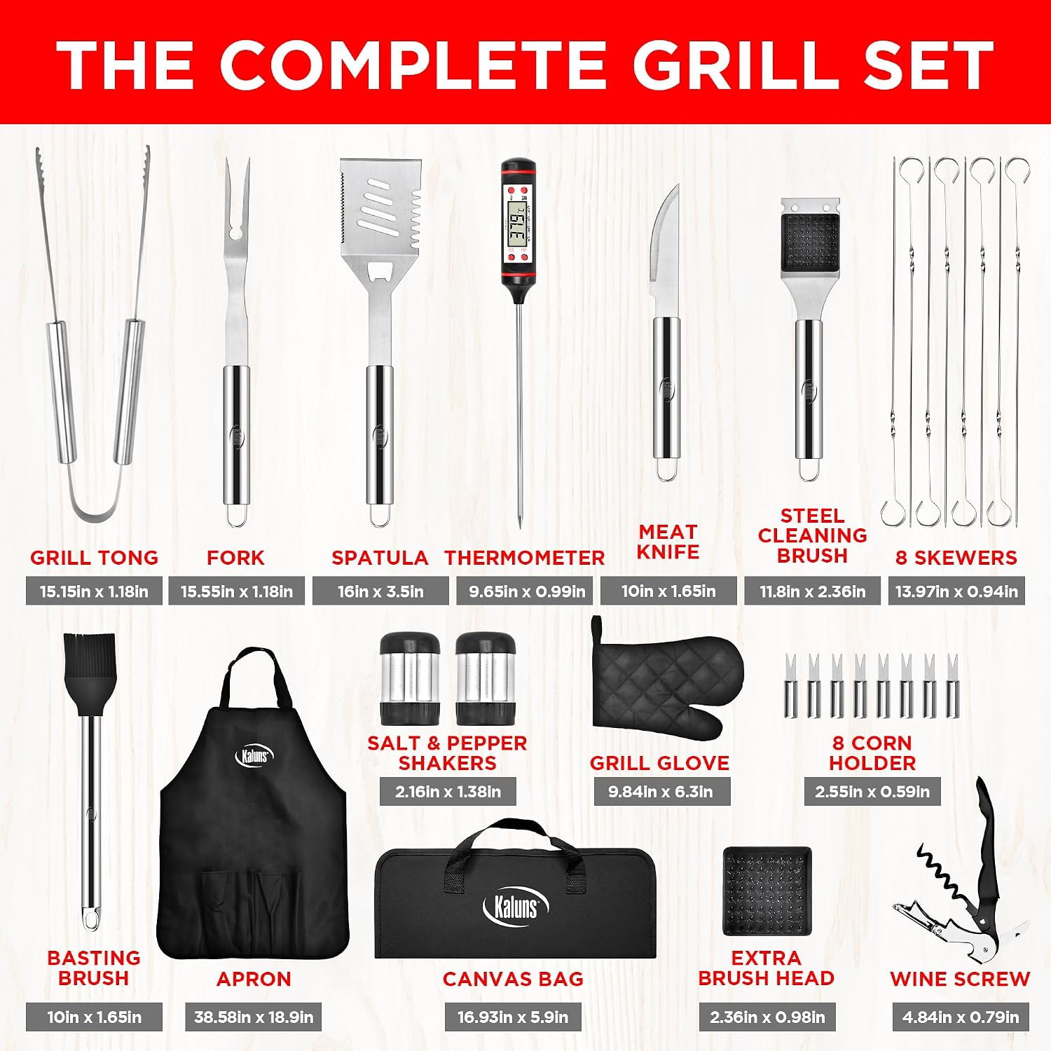 27-Piece Stainless Steel Grill Utensil Set