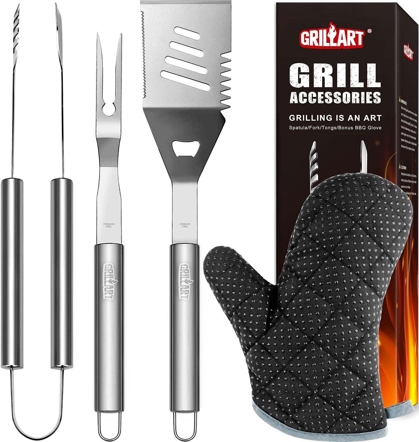 3-Piece Stainless Steel Grilling Utensils