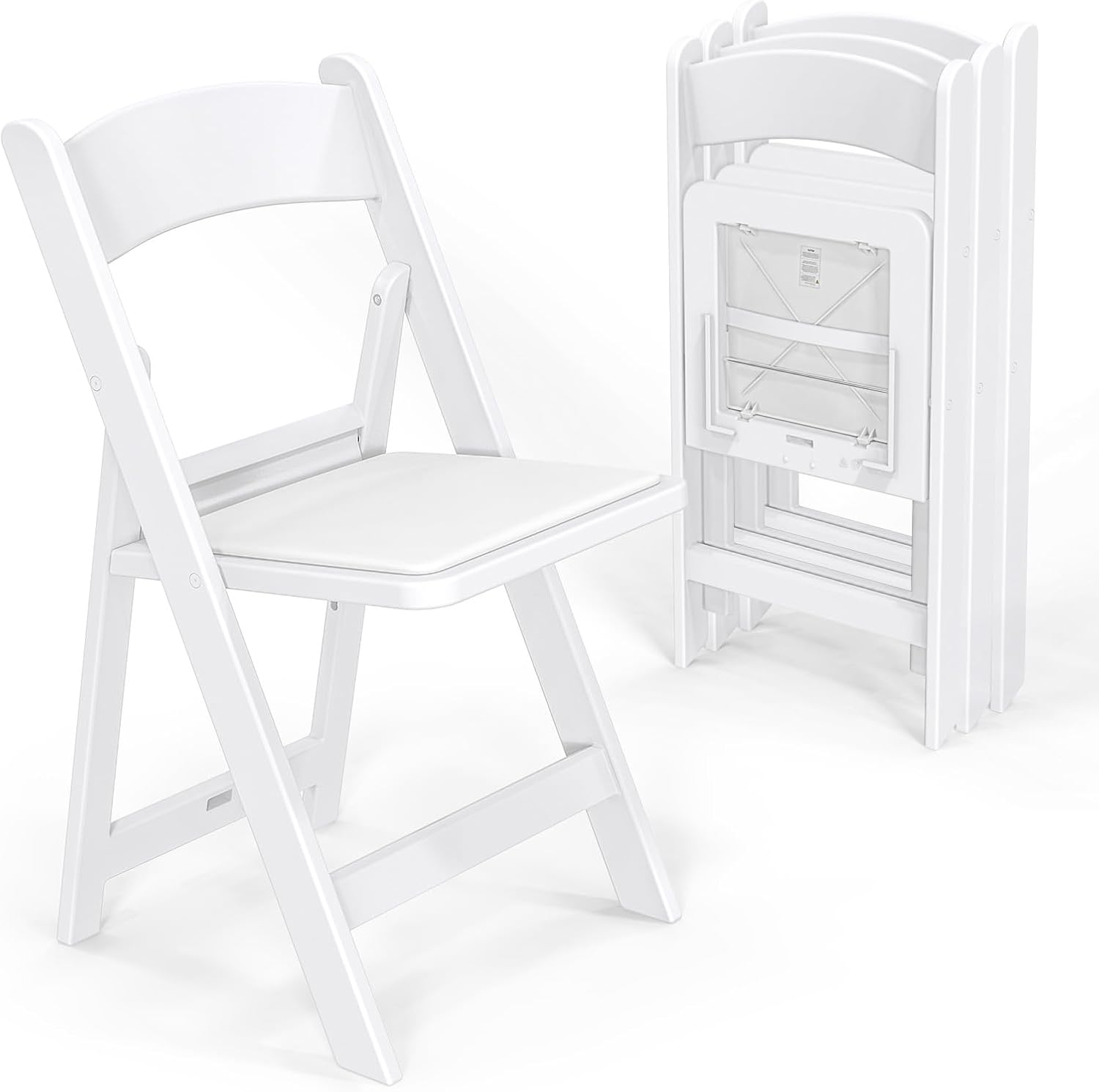 4-Piece White Folding Chairs with Cushions