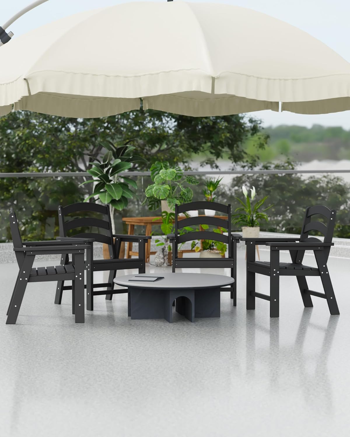 Black Slatted Outdoor Dining Chair