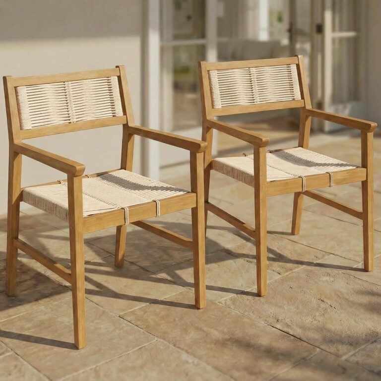 2-Piece Woven Rope Wood Armchair Set