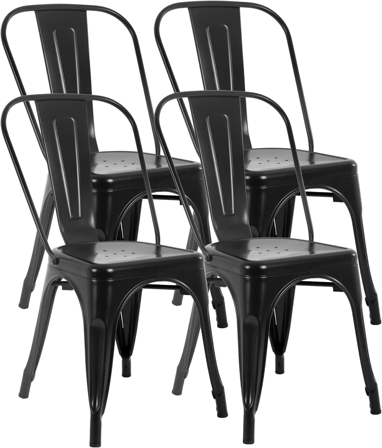 Set of 4 Stackable Metal Dining Chairs