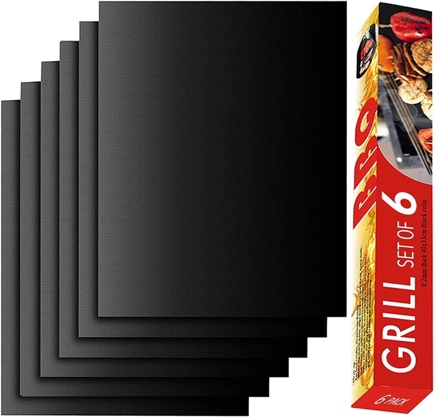 Set of 6 Black Grill Mats